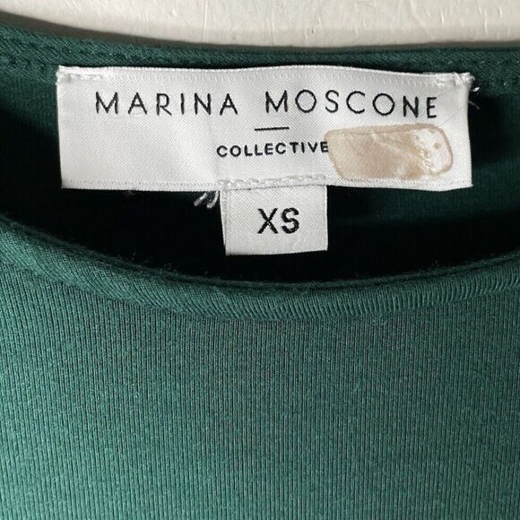 MARINA MOSCONE Collective Top Womens XS Green Ruched Long Sleeve Pull On - Picture 11 of 12